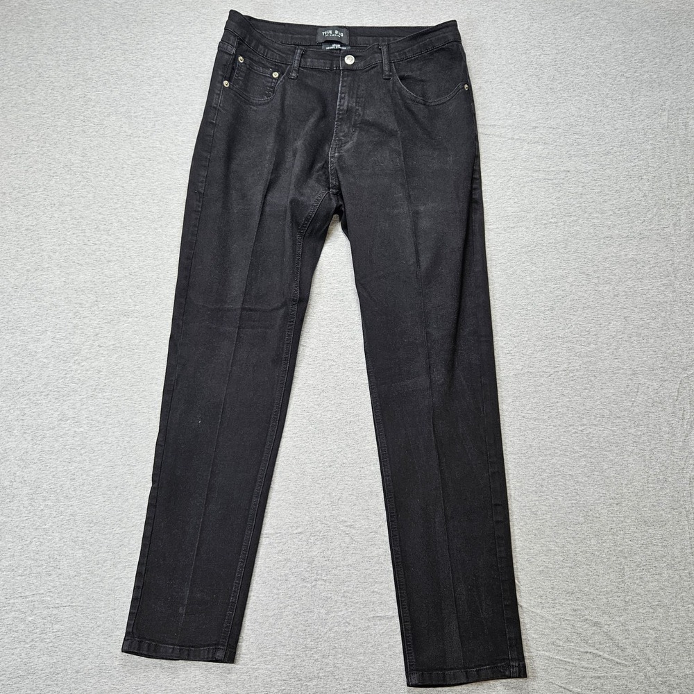 True Bug Los Angeles Mens 34x30 Slim Straight Active Stretch Black Jeans